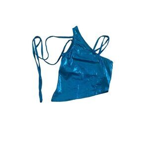 Cheerleader Danz Team Blue Shimmer Asymmentrical Cheer leading Top - Small